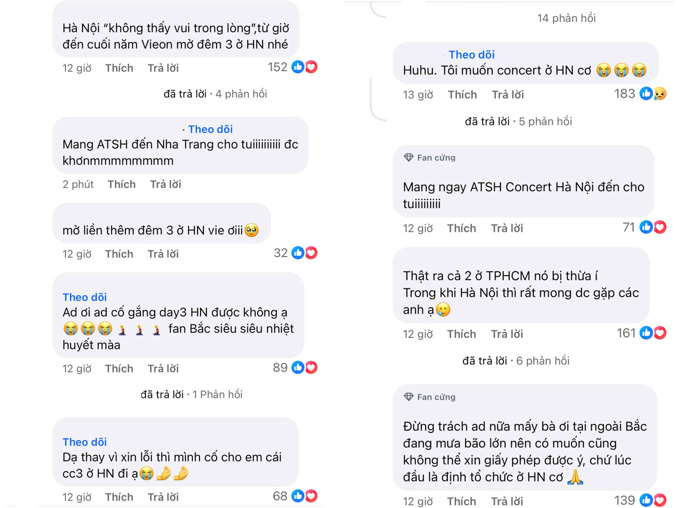 Khán giả các khu vực khác lên tiếng bày tỏ sự thất vọng trước thông báo Concert 2.