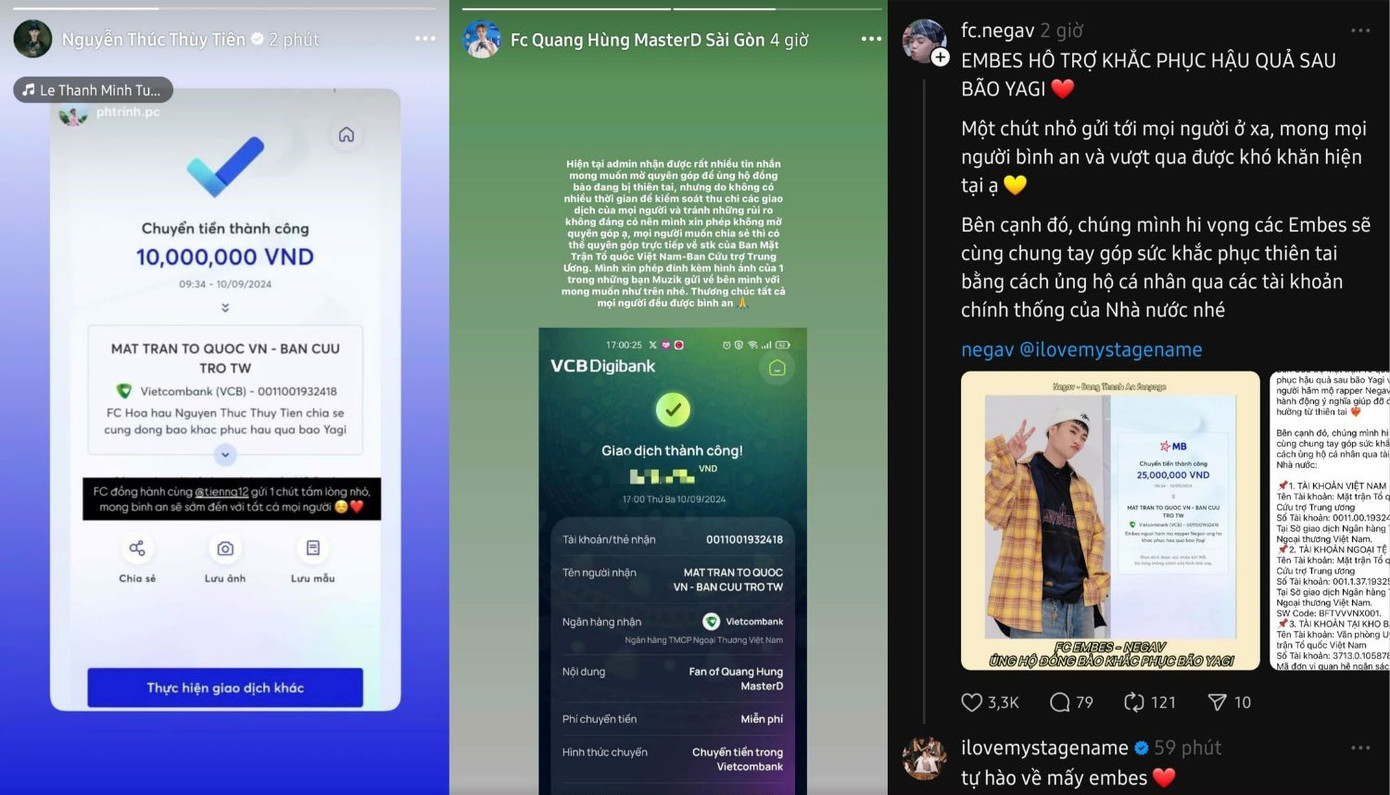 FC Hoa hậu Thùy Tiên, Quang Hùng MasterD, Negav ủng hộ đồng bào. FC Hoa hậu Thùy Tiên, Quang Hùng MasterD, Negav ủng hộ đồng bào.