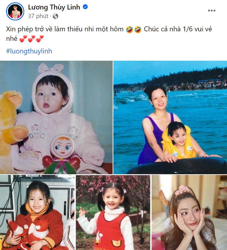 Lương Thùy Linh khoe ảnh &quot;xinh lung linh&quot; từ bé.