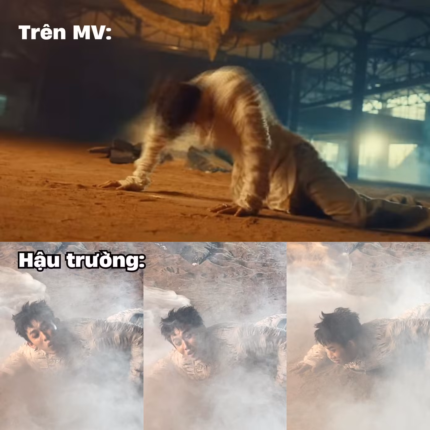 Kay Trần cực ngầu trên MV nhưng hậu trường thì thê thảm. Kay Trần cực ngầu trên MV nhưng hậu trường thì thê thảm.