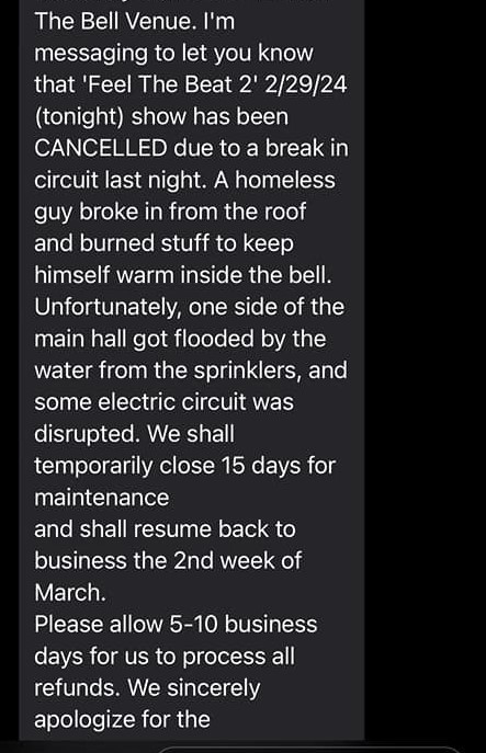 Fan HIEUTHUHAI tại Mỹ nhận được tin nhắn hủy show vì sự cố ngoài ý muốn. Fan HIEUTHUHAI tại Mỹ nhận được tin nhắn hủy show vì sự cố ngoài ý muốn.