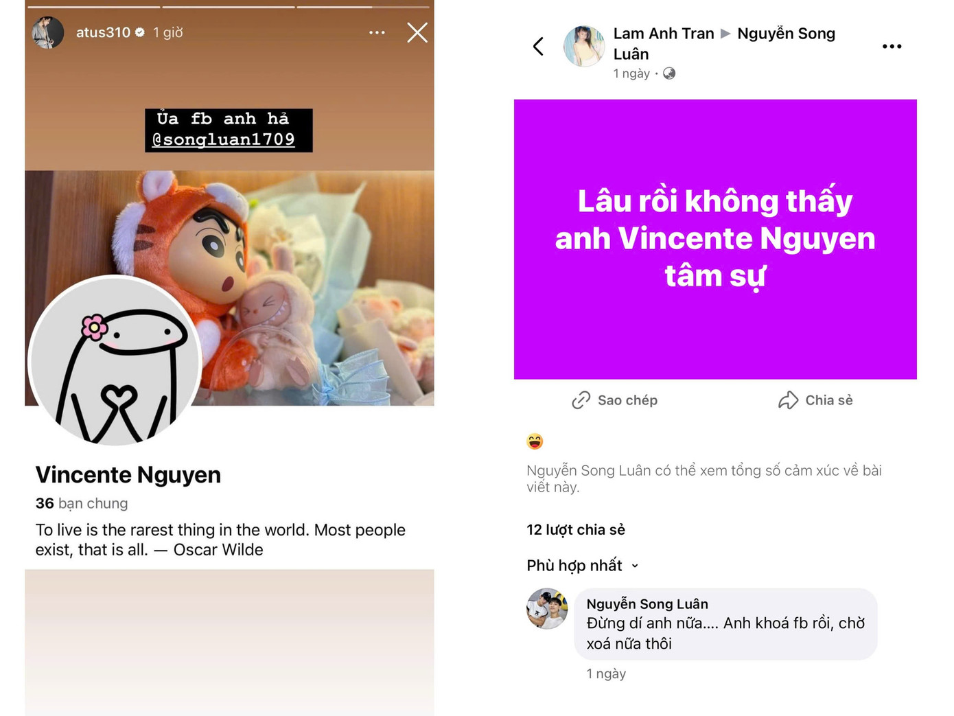 Khán giả cho rằng Atus tranh thủ "trả đũa" Song Luân chuyện “năm xưa” vì nam diễn viên đã để lộ tài khoản ảo của anh. Khán giả cho rằng Atus tranh thủ "trả đũa" Song Luân chuyện “năm xưa” vì nam diễn viên đã để lộ tài khoản ảo của anh.