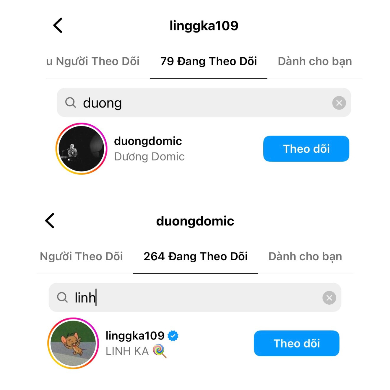 Cả hai theo dõi nhau trên mạng xã hội.