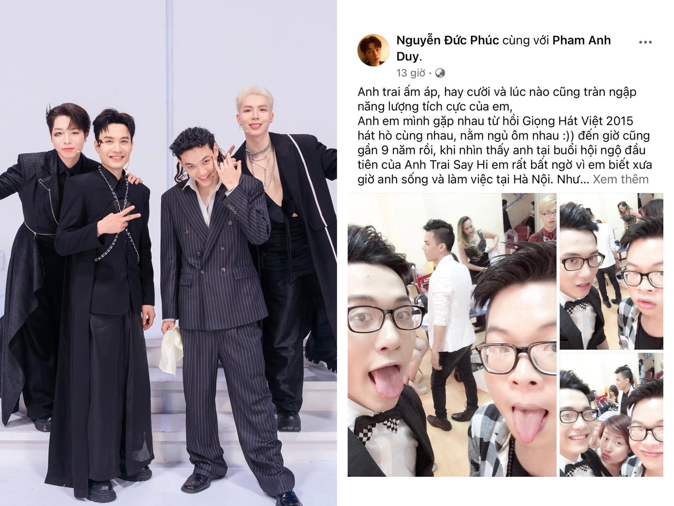 Đức Phúc cũng chia sẻ khoảnh khắc lần đầu gặp gỡ của cả hai trên trang cá nhân.