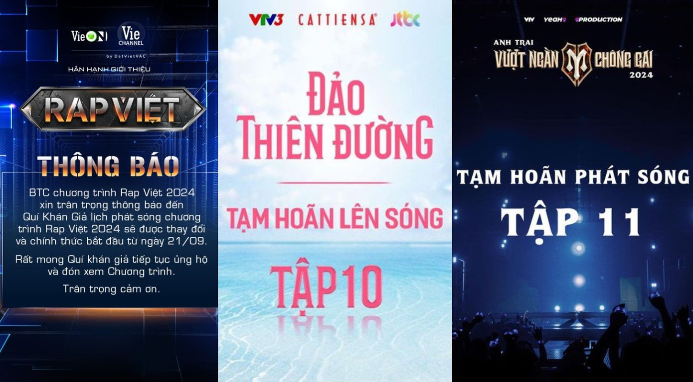 3 gameshow có lịch phát sóng vào cuối tuần này đều thông báo tạm hoãn. 3 gameshow có lịch phát sóng vào cuối tuần này đều thông báo tạm hoãn.