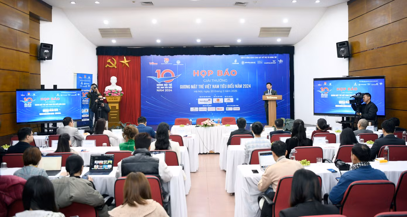 Ngày 20/2, tại Hà Nội, T.Ư Đoàn, Quỹ Hỗ trợ Tài năng trẻ Việt Nam tổ chức họp báo Giải thưởng Gương mặt trẻ Việt Nam tiêu biểu năm 2024. Dự chương trình có anh Nguyễn Minh Triết – Bí thư T.Ư Đoàn, Chủ tịch T.Ư Hội Sinh viên Việt Nam, Phó Chủ tịch thường trực Hội đồng xét tặng Giải thưởng; anh Nguyễn Thái An - Ủy viên Ban Thường vụ, Trưởng ban Tuyên giáo T.Ư Đoàn; anh Đỗ Công Tuân - Phó Trưởng Ban Tuyên giáo T.Ư Đoàn; nhà báo Phùng Công Sưởng - Tổng Biên tập Báo Tiền Phong, Giám đốc Quỹ Hỗ trợ tài năng trẻ Việt Nam, Thường trực Hội đồng xét tặng Giải thưởng.