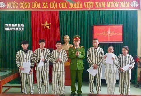 Các phạm nhân được giảm hết thời hạn tù trong dịp Tết. Ảnh do Công an Thanh Hóa cung cấp