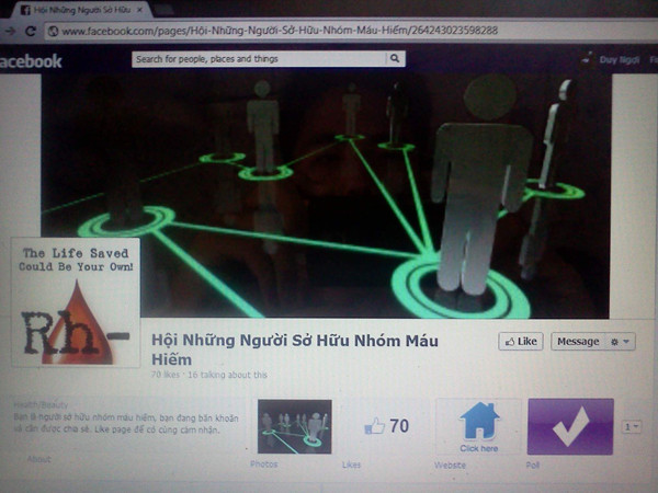 Giao diện Hội những người sở hữu nhóm máu hiếm RH-trên facebook. Giao diện Hội những người sở hữu nhóm máu hiếm RH-trên facebook