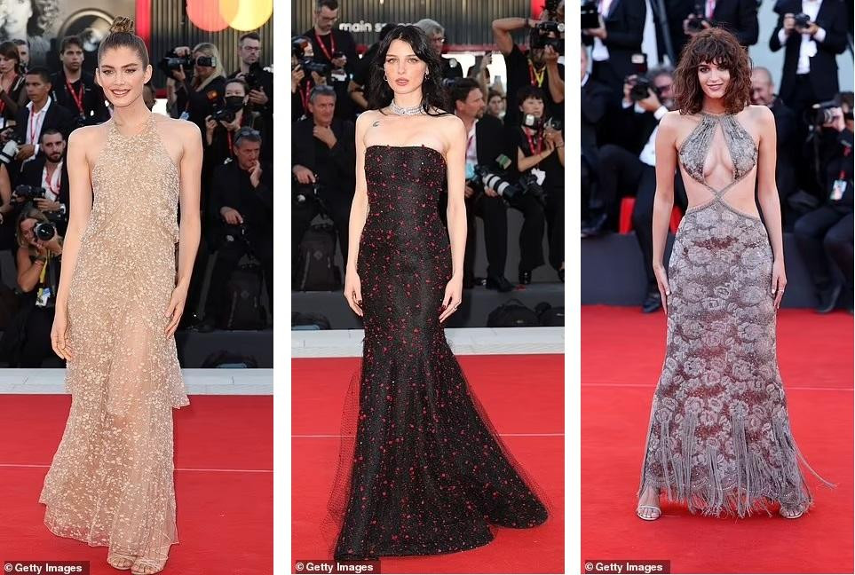 Từ trái qua phải: Người mẫu chuyển giới Brazil Valentina Sampaio, nữ diễn viên Ý Alice Pagani và ngôi sao Ý Greta Ferro.