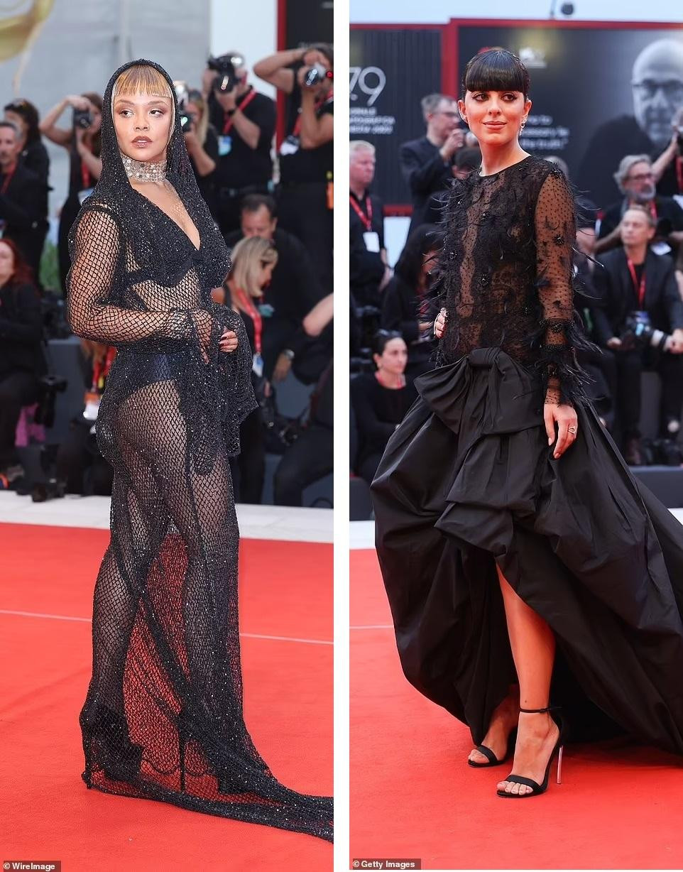 Luigi De Laurentiis (trái) và Laura Comolli chọn mốt xuyên thấu với màu đen chủ đạo.