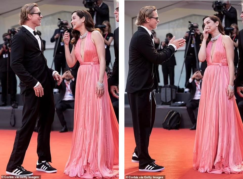 Hai người còn trò chuyện rất vui vẻ trên thảm đỏ khiến không ít dân mạng "đoán già, đoán non" về mối quan hệ giữa hai ngôi sao hạng A Hollywood.