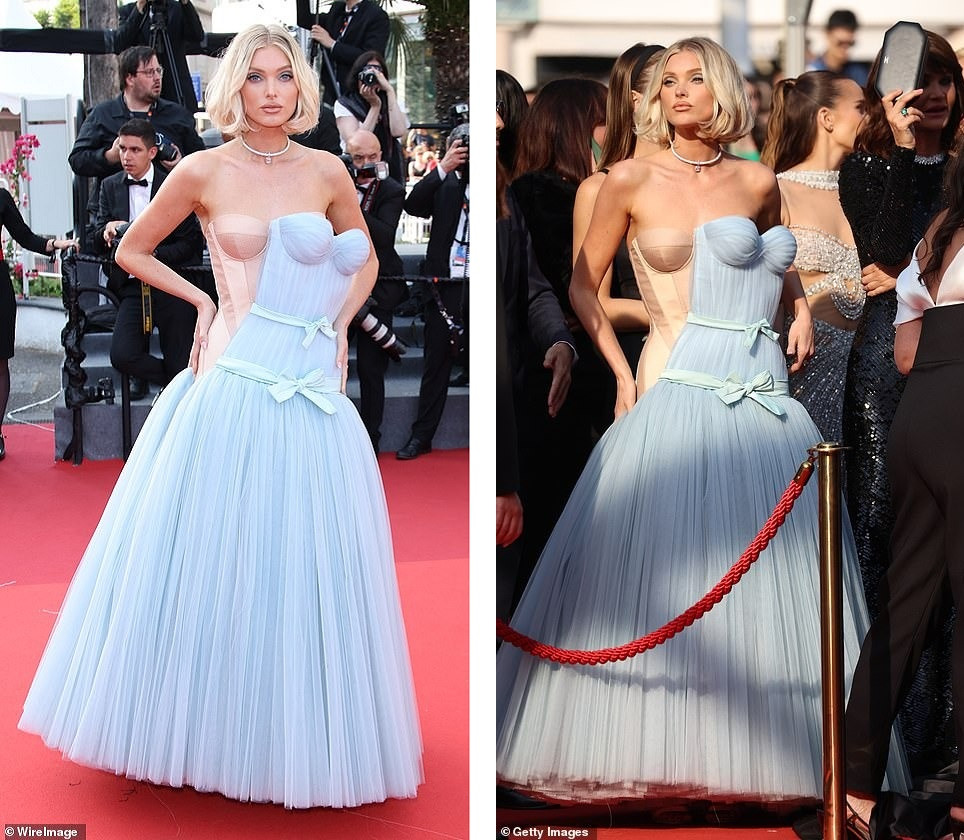 Thiên thần nội y Thụy Điển Elsa Hosk ngọt ngào như công chúa với chiếc váy hai lớp lạ mắt. Ảnh: WireImages/Getty Images.