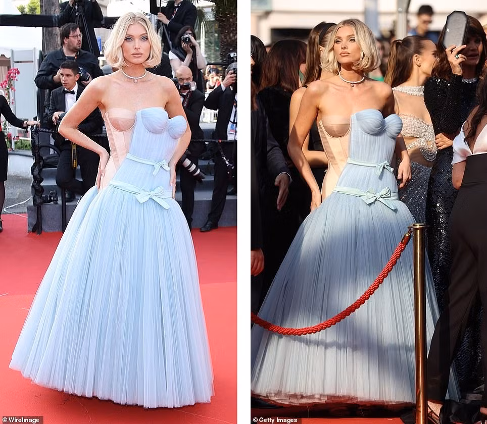 Thiên thần nội y Thụy Điển Elsa Hosk ngọt ngào như công chúa với chiếc váy hai lớp lạ mắt. Ảnh: WireImages/Getty Images.