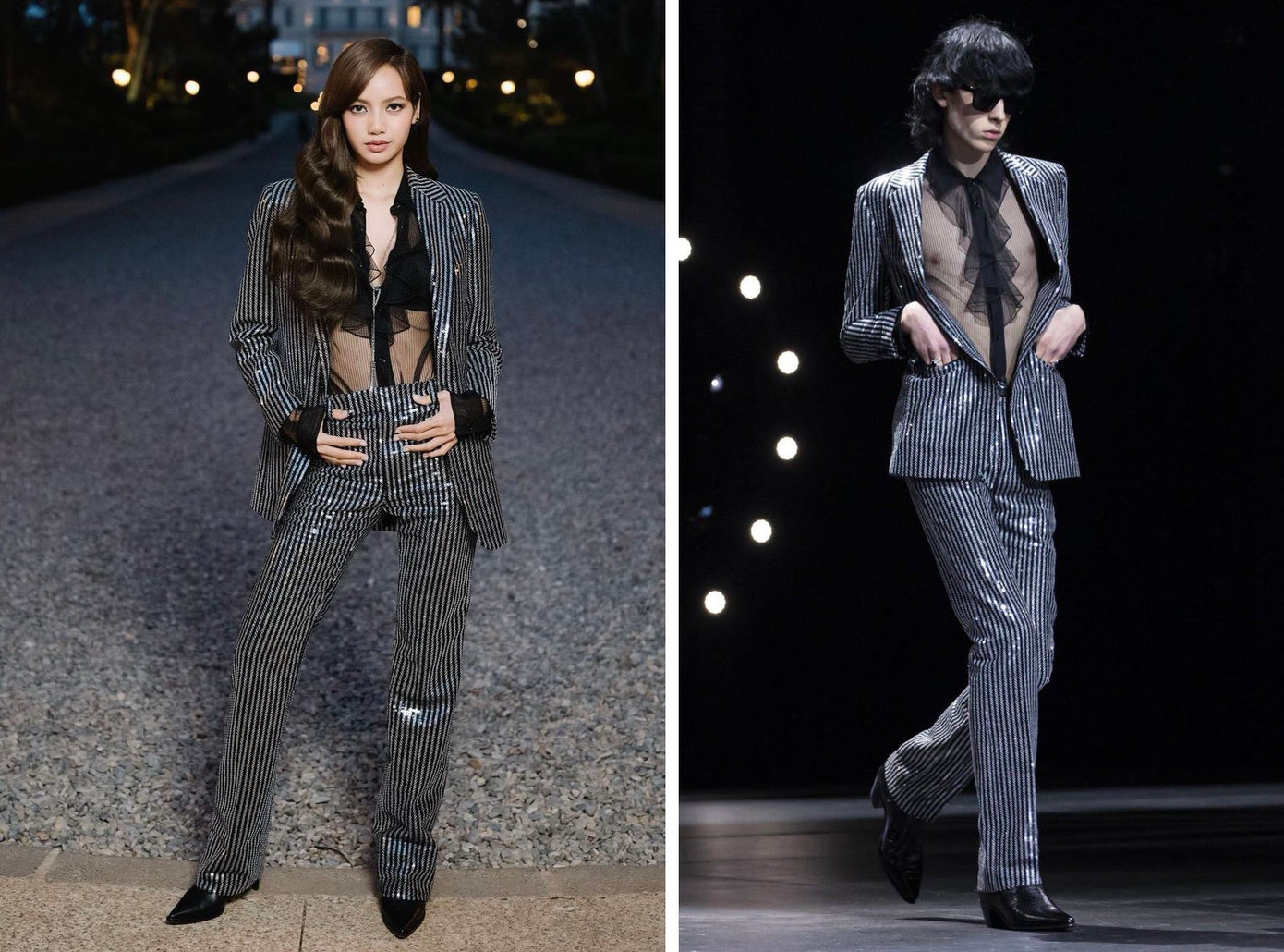 Lisa nhận được nhiều lời khen ngợi với phong cách menswear vừa cá tính, mạnh mẽ vừa gợi cảm. Set đồ mà người đẹp sinh năm 1997 khoác lên người vốn dành cho nam trong bộ sưu tập CELINE Men Ready To Wear Fall 2023. Tuy nhiên, theo người hâm mộ đánh giá, Lisa hợp với bộ đồ hơn người mẫu nam từng trình diễn catwalk. Ảnh: IG.