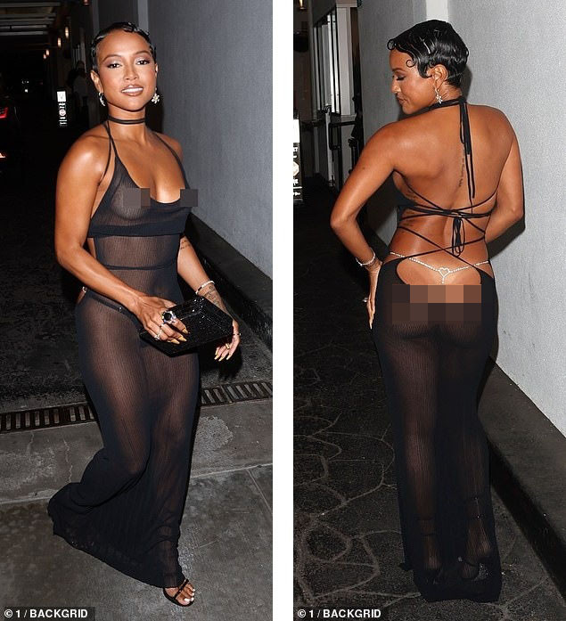 Daily Mail phải làm mờ một số phần trong bức ảnh chụp Karrueche vì quá táo bạo. Ảnh: BackGrid. Daily Mail phải làm mờ một số phần trong bức ảnh chụp Karrueche vì quá táo bạo. Ảnh: BackGrid.