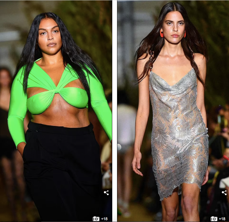 Siêu mẫu ngoại cỡ Paloma Elsesser (trái) cũng trình diễn tại sự kiện. Siêu mẫu ngoại cỡ Paloma Elsesser (trái) cũng trình diễn tại sự kiện.