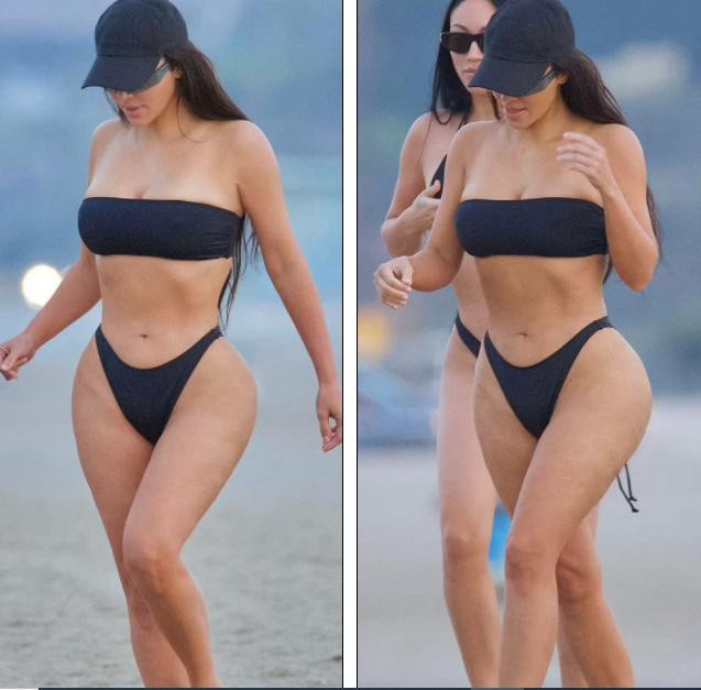 Bà chủ SKIMs mặc bộ bikini quây màu đen, tôn đường cong đồng hồ cát tuyệt đẹp hút mọi ánh nhìn ở biển.