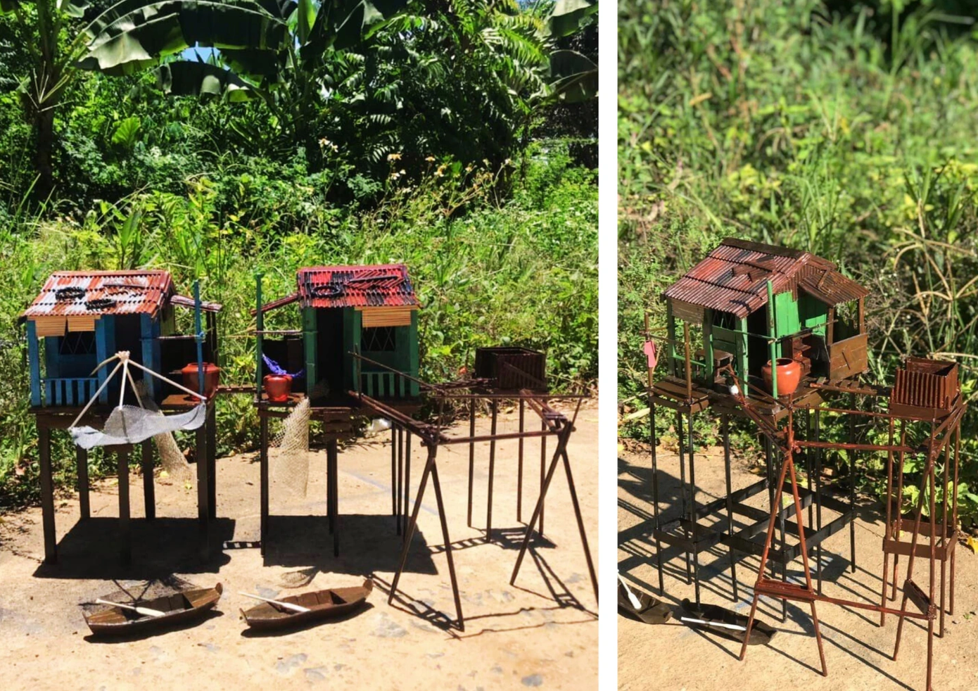 Các mô hình được phơi dưới nắng để tránh ẩm mốc (Ảnh: NVCC).