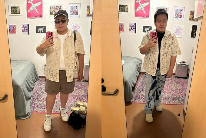 Đỗ Nhật Nam thường chụp ảnh trước gương để gửi cho mẹ. Ảnh: FBNV