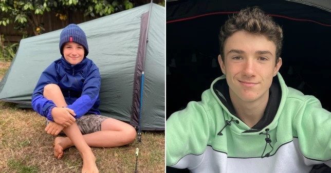 Hình ảnh khi Max bắt đầu ngủ trong lều vào năm 2020 (trái) và vào ngày cuối của thử thách.