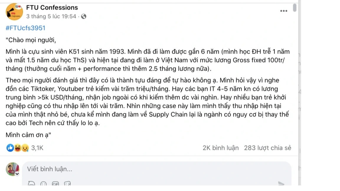 Bài viết "30 tuổi lương 100 triệu có phải là thành tựu đáng tự hào" kéo theo hàng loạt tranh luận (Ảnh chụp lại màn hình). Bài viết "30 tuổi lương 100 triệu có phải là thành tựu đáng tự hào" kéo theo hàng loạt tranh luận (Ảnh chụp lại màn hình).