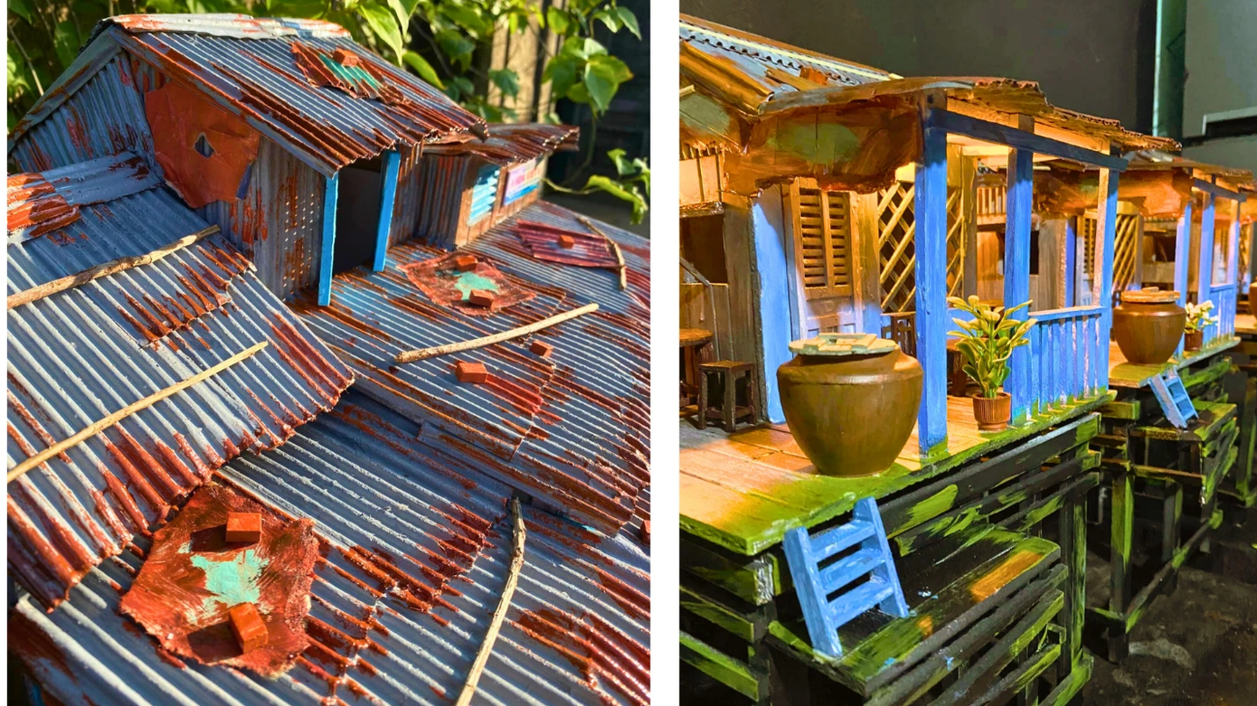 Thanh Tùng và các mô hình do anh thực hiện (Ảnh: NVCC).