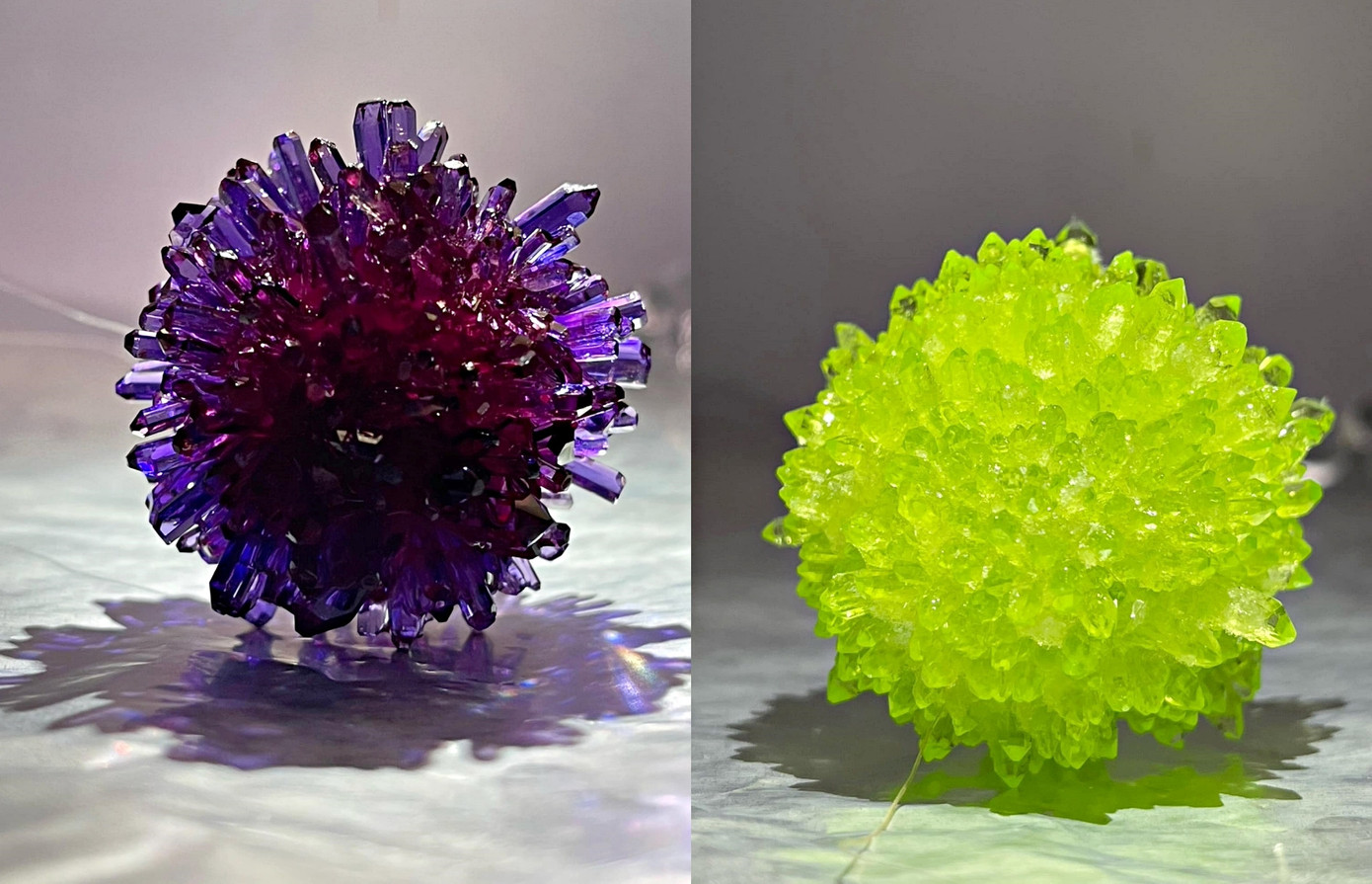 Sau khi nuôi thành công, Bảo Nhi thường tiếp tục "chăm sóc" để các tinh thể của mình đạt kích thước lớn. Sau khi nuôi thành công, Bảo Nhi thường tiếp tục "chăm sóc" để các tinh thể của mình đạt kích thước lớn.