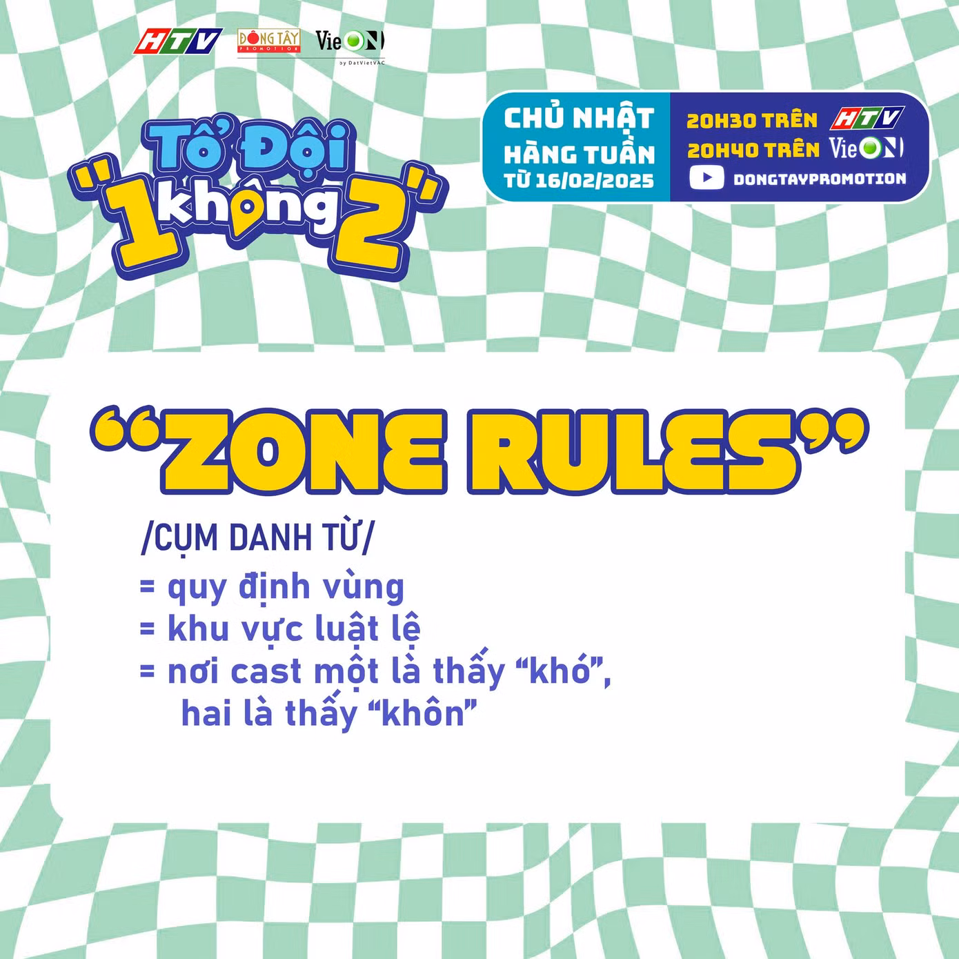 Gameshow Tổ Đội “1 Không 2” khai thác tình bạn, tinh thần đồng đội, cách giải quyết vấn đề của Gen Y và Gen Z. Gameshow Tổ Đội “1 Không 2” khai thác tình bạn, tinh thần đồng đội, cách giải quyết vấn đề của Gen Y và Gen Z.