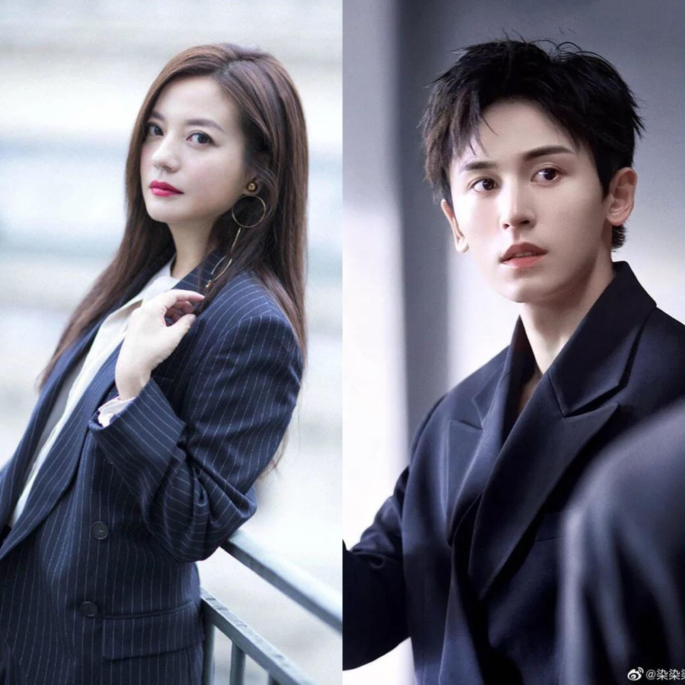 Triệu Vy (trái) và Trương Triết Hạn (phải)