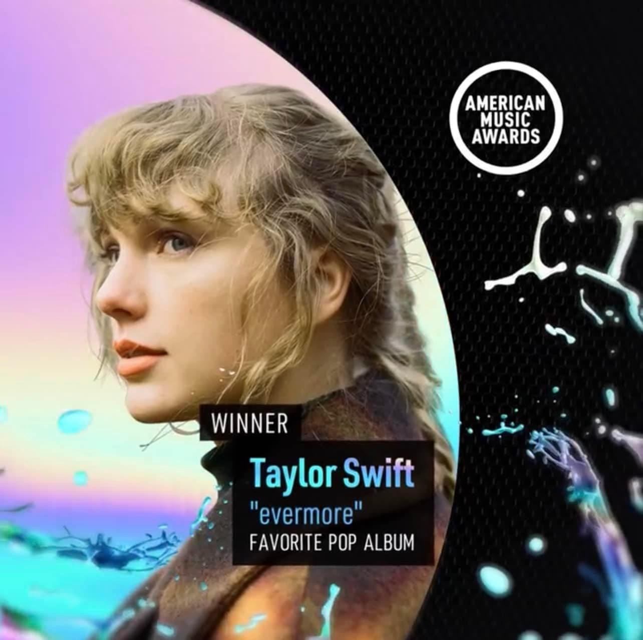 Album evermore của Taylor nhận giải Album Pop được yêu thích nhất. Album evermore của Taylor nhận giải Album Pop được yêu thích nhất.