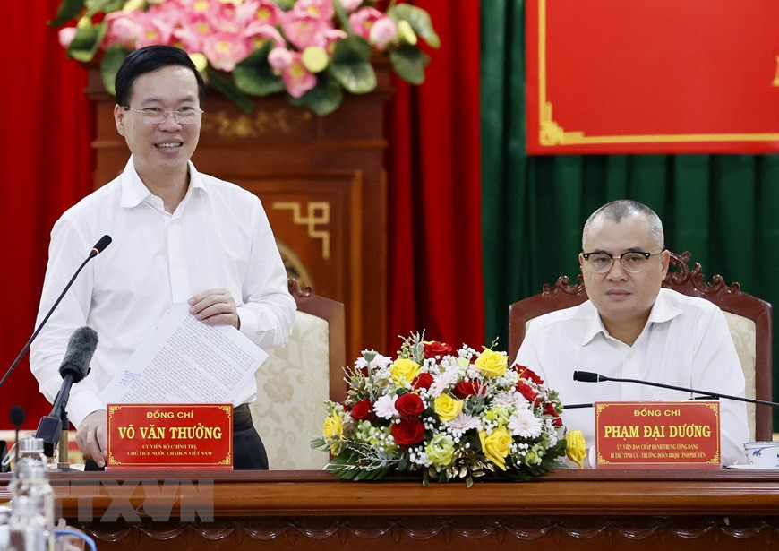 Chủ tịch nước Võ Văn Thưởng phát biểu chỉ đạo. (Ảnh: Thống Nhất/TTXVN)