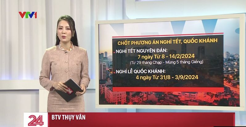 BTV Thụy Vân trong chương trình Chuyển động 24h trưa 4/11.