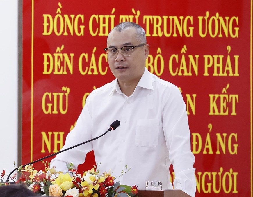 Ông Phạm Đại Dương, Ủy viên Trung ương Đảng, Bí thư Tỉnh ủy Phú Yên phát biểu. (Ảnh: Thống Nhất/TTXVN)