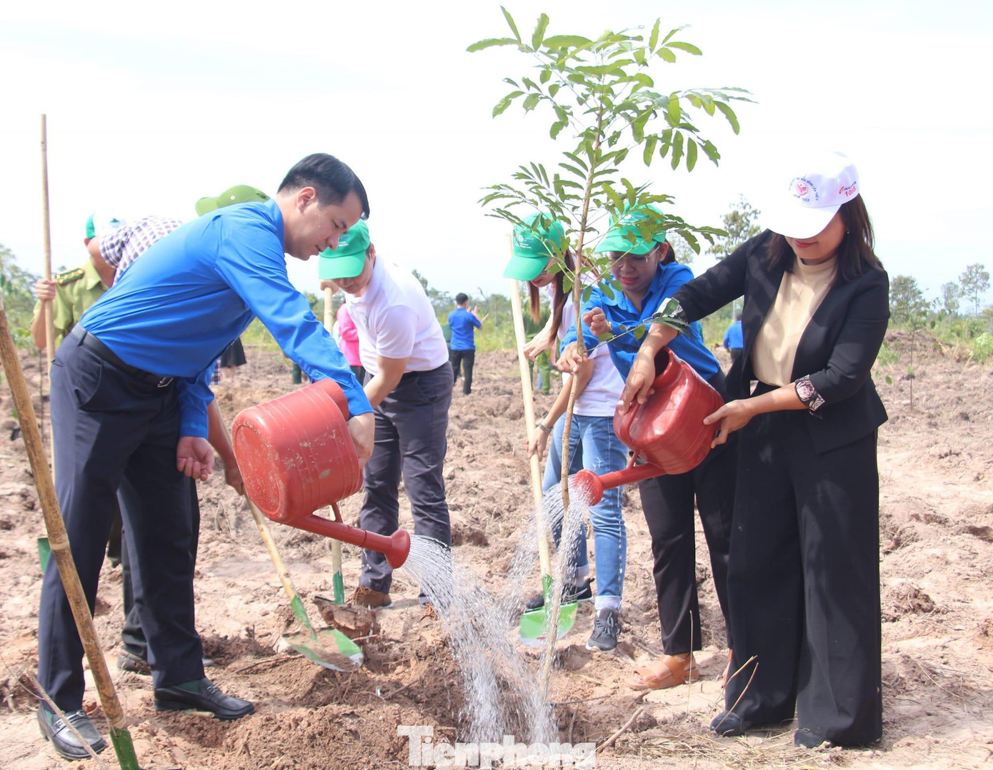 Anh Ngô Văn Cương (bìa trái) cùng các đại biểu tham gia trồng cây Anh Ngô Văn Cương (bìa trái) cùng các đại biểu tham gia trồng cây