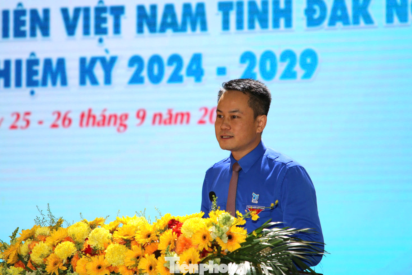 Anh Nguyễn Kim Quy - Trưởng ban Đoàn kết tập hợp thanh niên Trung ương Đoàn, Phó Chủ tịch Thường trực Trung ương Hội Liên hiệp thanh niên Việt Nam phát biểu chỉ đạo đại hội