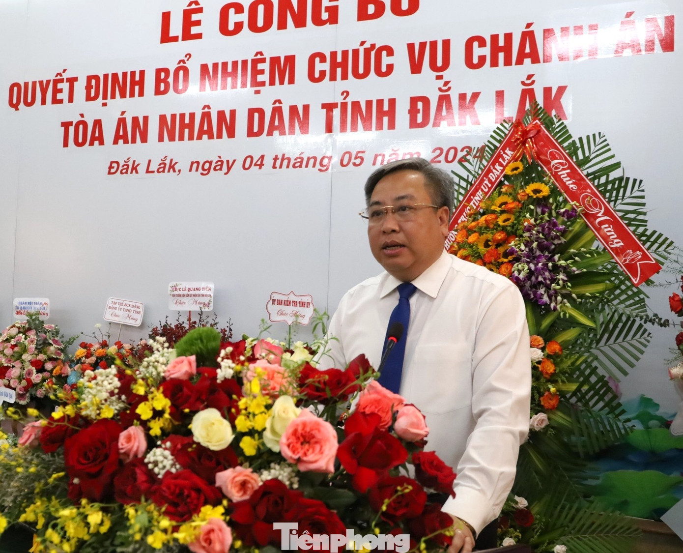 Phó Chánh án Tòa án nhân dân tối cao Phạm Quốc Hưng phát biểu tại buổi lễ.