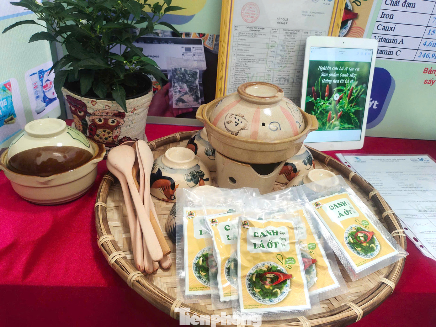 Dự án được các em bắt đầu nghiên cứu từ tháng 9/2024. Nguyên liệu chính là lá ớt. Ngoài ra còn có nấm rơm, tôm, gia vị để tăng độ thơm ngon cho món ăn. Đầu tiên làm sạch lá ớt, sơ chế sản phẩm, cấp đông sản phẩm rồi sau đó sấy thăng hoa, cuối cùng là đóng gói.