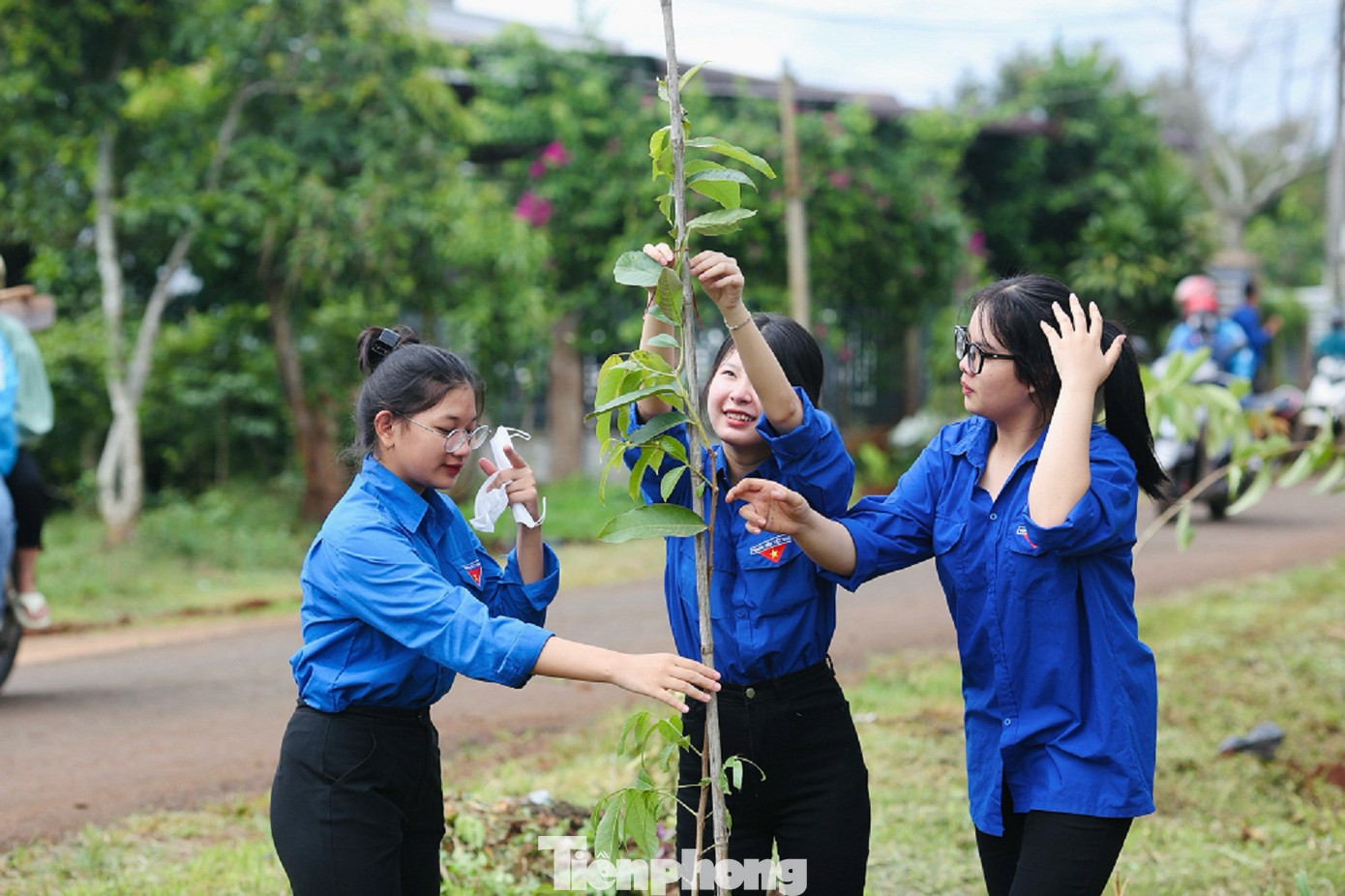 Đoàn viên thanh niên Thị Đoàn Buôn Hồ trồng cây tại lễ ra quân chiến dịch Thanh niên tình nguyện hè
