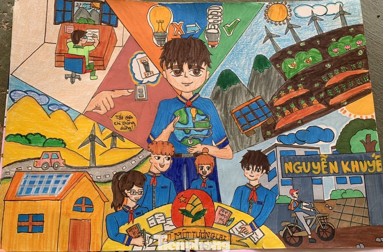 Từ chủ đề Tiết kiệm điện, học sinh Trường TH và THCS Nguyễn Khuyến (TP Buôn Ma Thuột) thể hiện những tác phẩm phong phú sáng tạo với nhiều thể loại khác nhau.