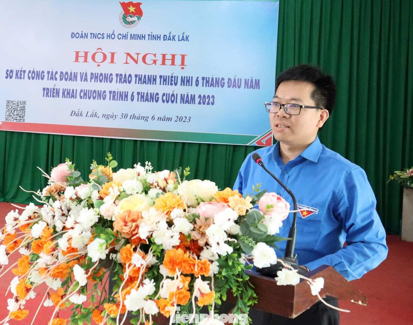 Anh Lê Thanh Tú, Trưởng Ban Thanh niên xung phong Trung ương Đoàn phát biểu tại hội nghị Anh Lê Thanh Tú, Trưởng Ban Thanh niên xung phong Trung ương Đoàn phát biểu tại hội nghị
