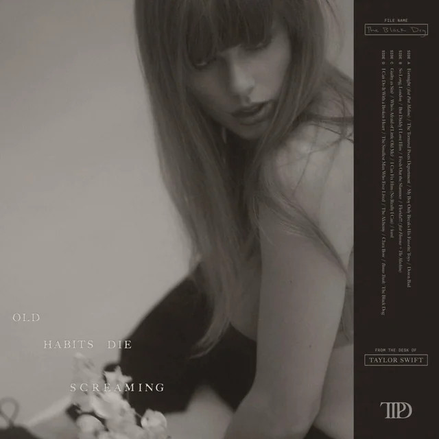 Bìa phiên bản đề dòng chữ Old Habits Die Screaming (tạm dịch: Những thói quen cũ ra đi trong cơn la hét). Bìa phiên bản đề dòng chữ Old Habits Die Screaming (tạm dịch: Những thói quen cũ ra đi trong cơn la hét).