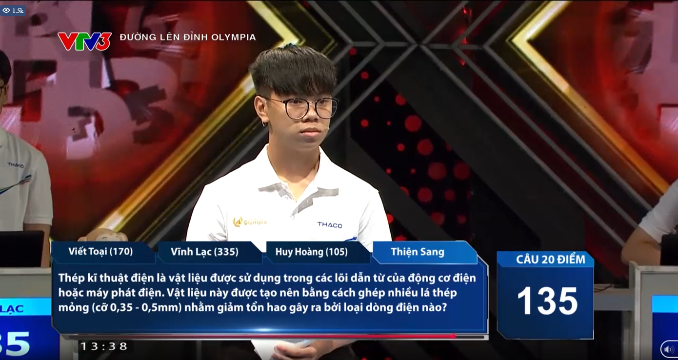 Thiện Sang trả lời chính xác câu hỏi có Ngôi sao hy vọng. Thiện Sang trả lời chính xác câu hỏi có Ngôi sao hy vọng.