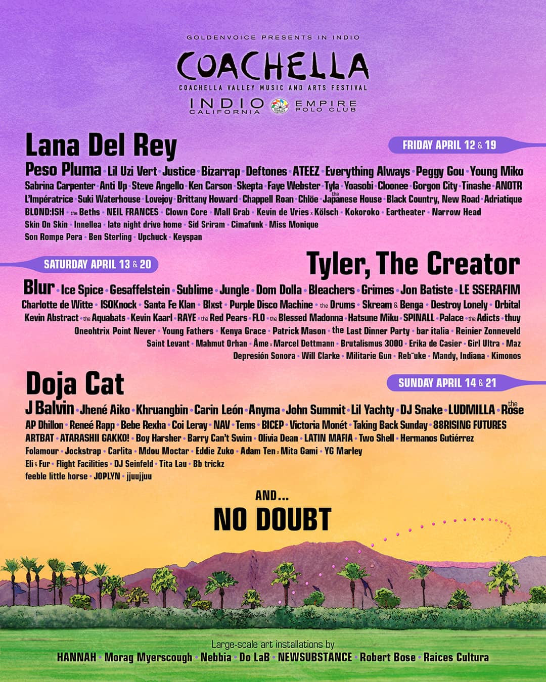 Dàn nghệ sĩ trình diễn tại Coachella năm nay. Dàn nghệ sĩ trình diễn tại Coachella năm nay.