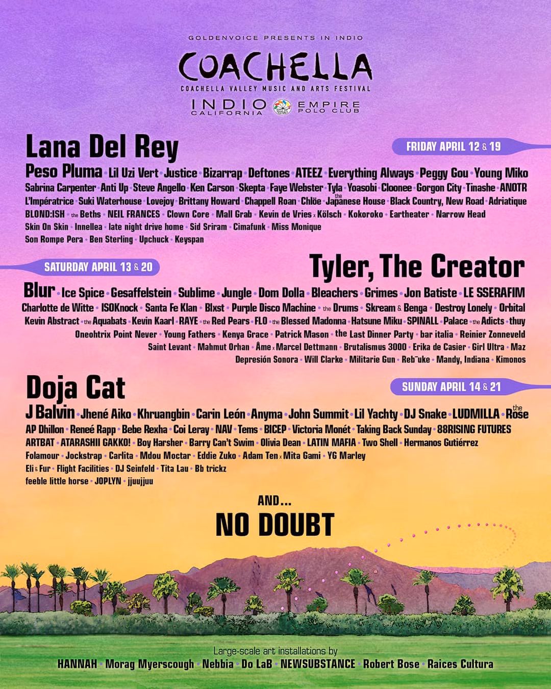 Dàn nghệ sĩ trình diễn tại Coachella năm nay.