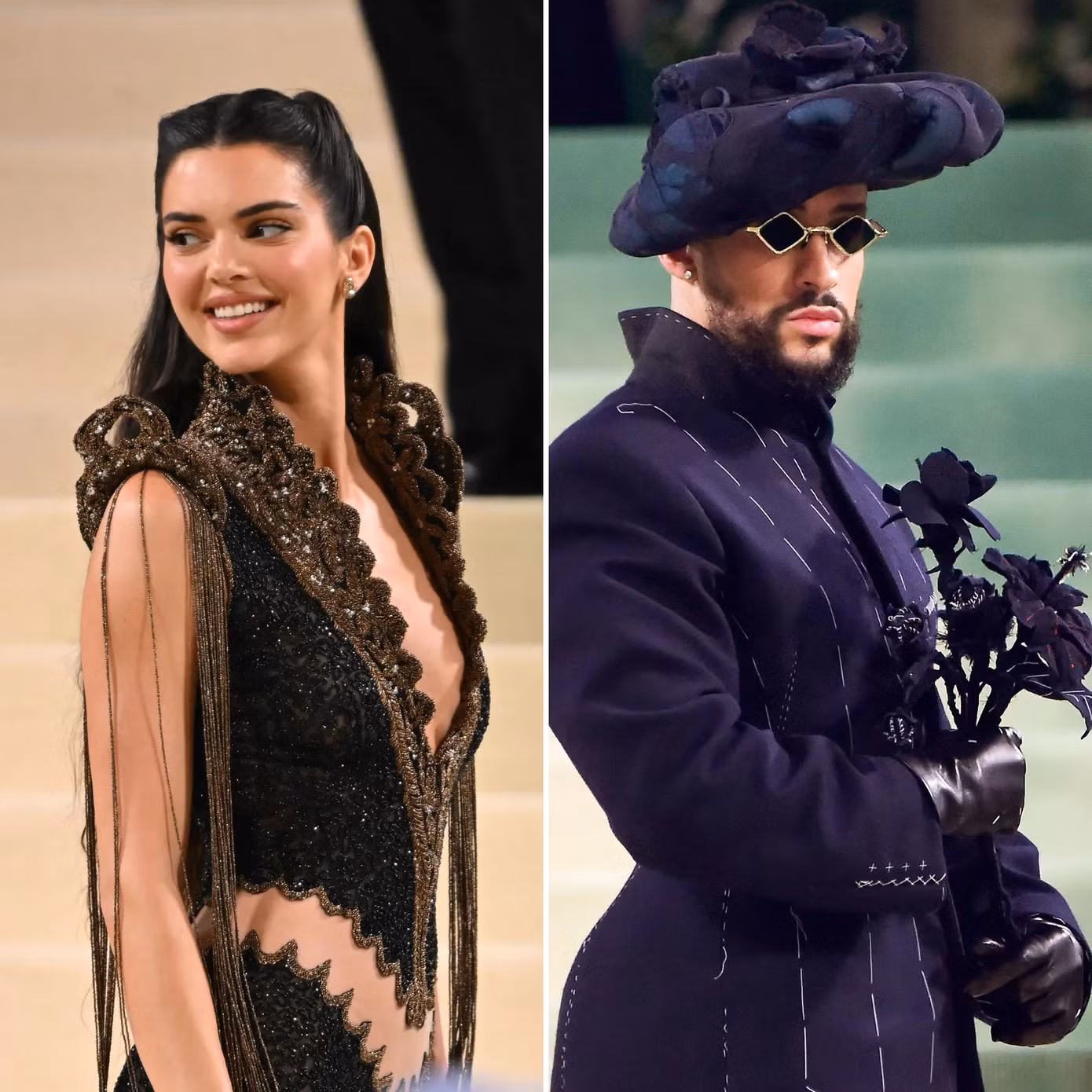 Kendall Jenner và Bad Bunny trên thảm đỏ Met Gala 2024.
