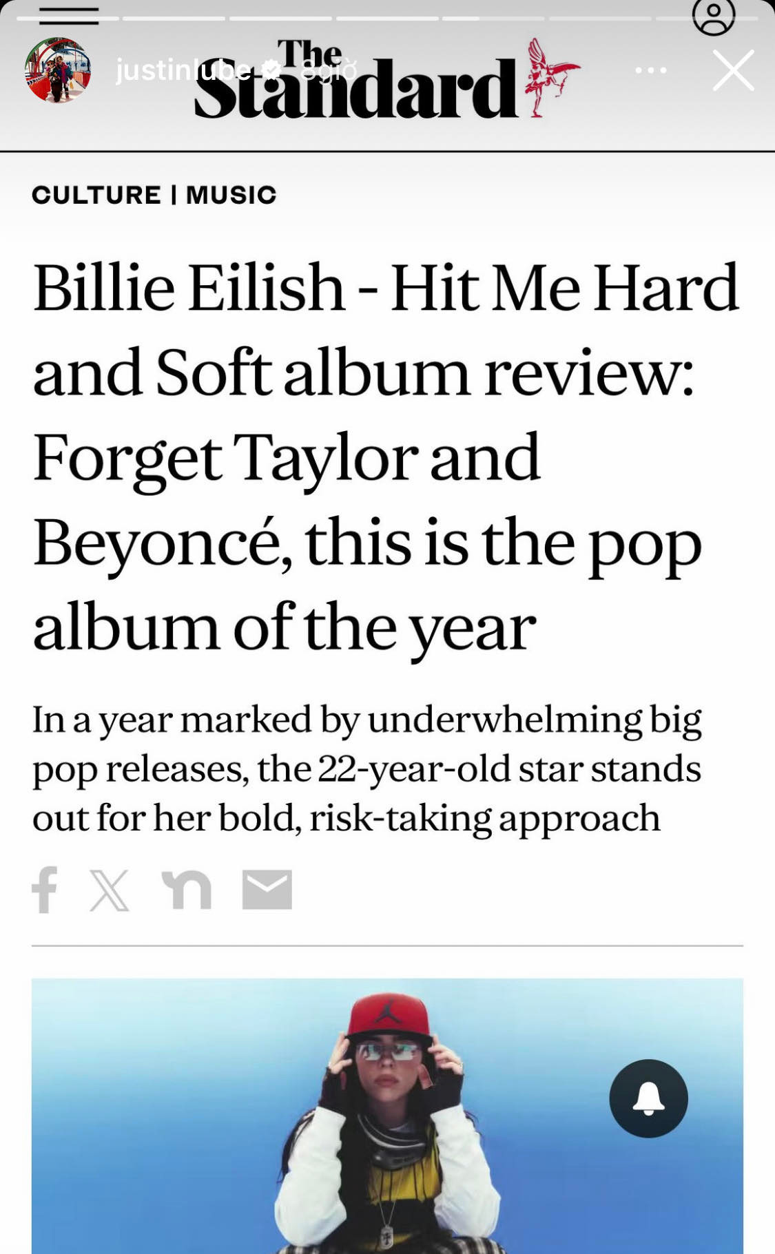 CEO hãng đĩa của Billie Eilish gây phẫn nộ với Story chia sẻ bài viết của The Standard. CEO hãng đĩa của Billie Eilish gây phẫn nộ với Story chia sẻ bài viết của The Standard.