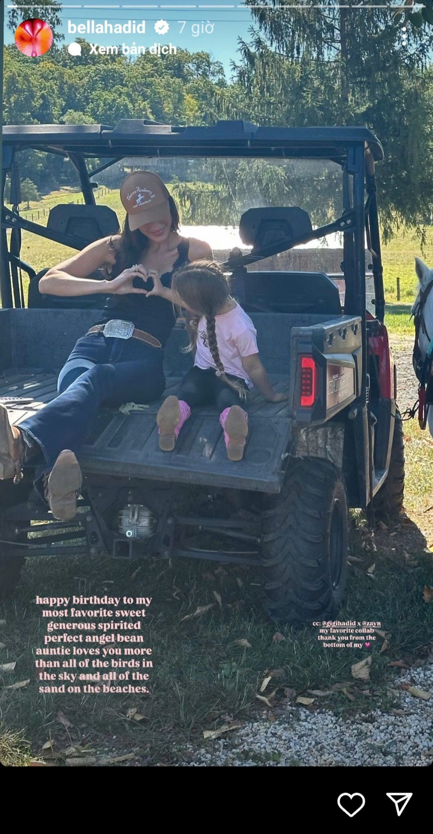 Bài đăng chúc mừng sinh nhật cháu gái của Bella Hadid.