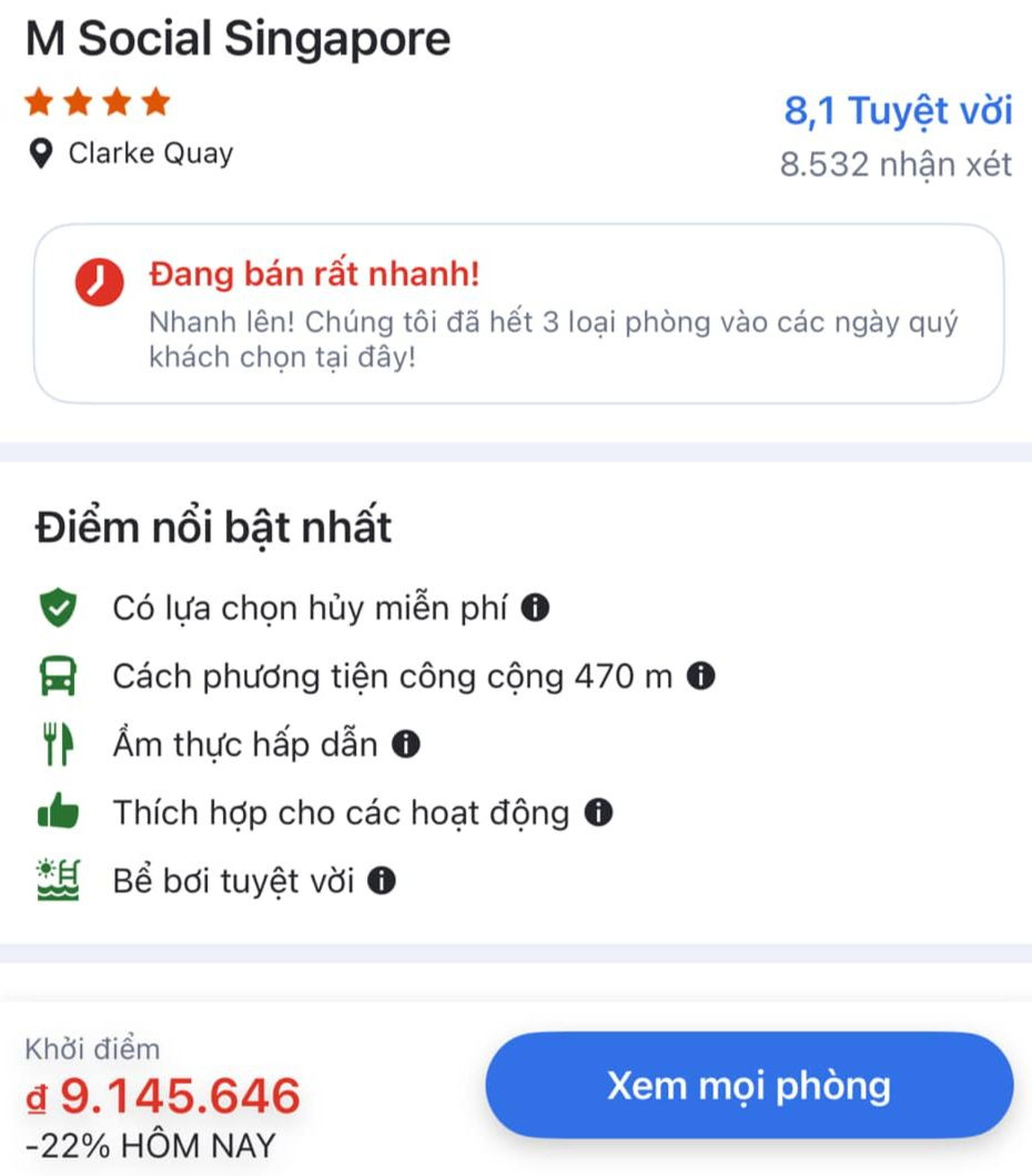 Giá phòng cũng tăng cao vào thời điểm Taylor Swift đến Singapore.