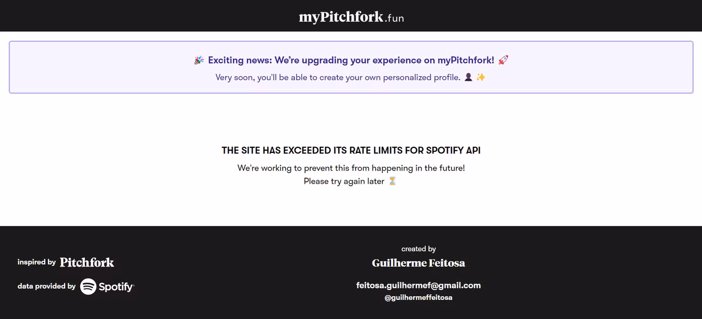 Trang web myPitchfork.fun trở nên quá tải do có quá nhiều lượt truy cập.
