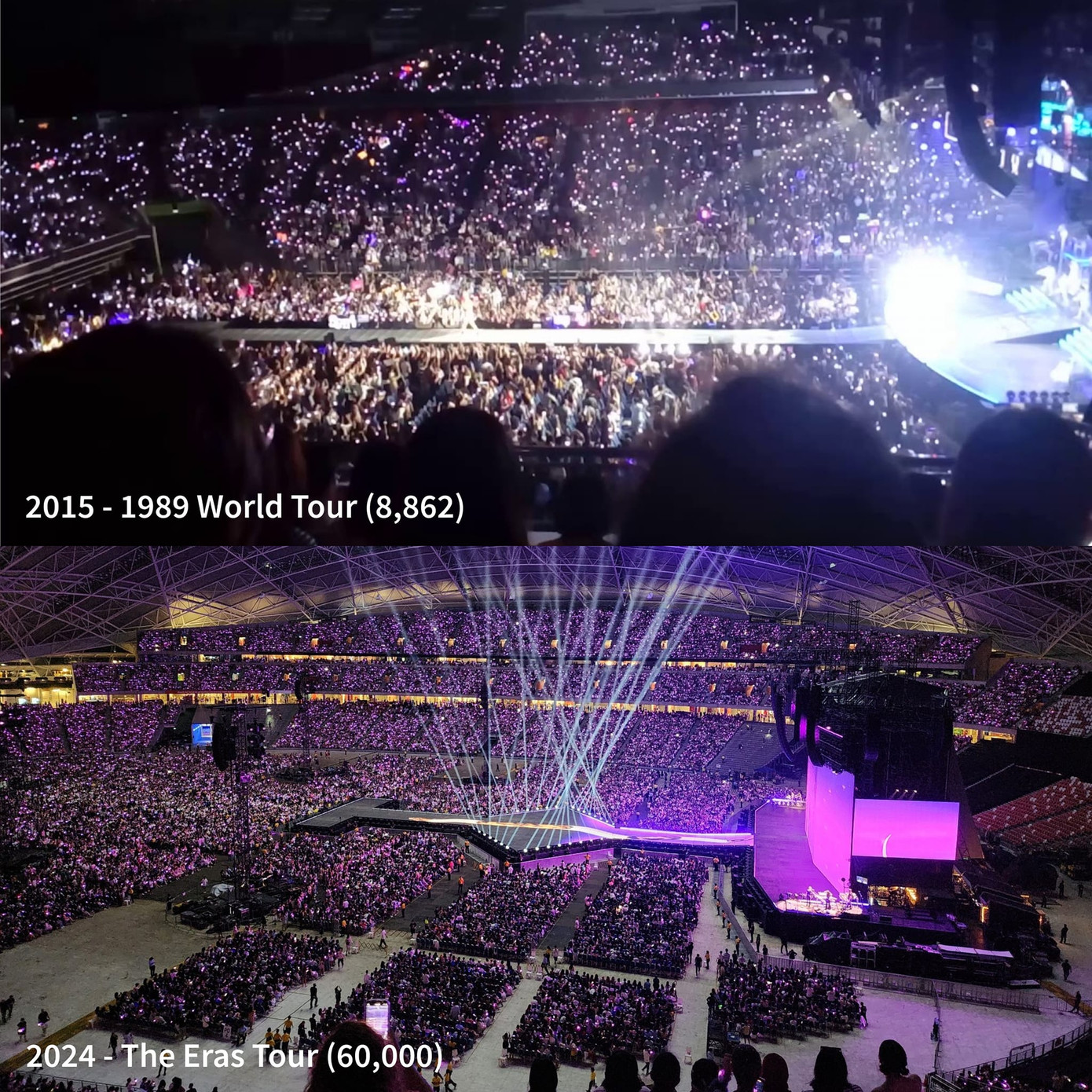 Sự khác biệt giữa hai chuyến lưu diễn của Taylor Swift tại Singapore.